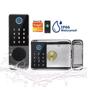 Anntra Shop Kenya IP66 Waterproof Smart Lock with Double Biometric Fingerprint, Passcode, IC Card & Tuya WiFi App Control – Best Industrial Door Lock for Warehouses, Godowns & Factories